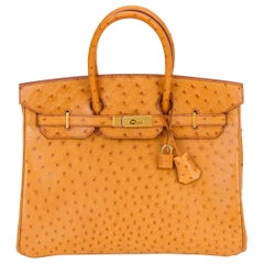 An Hermes 35cm Olive Green Ostrich Leather Birkin, 14 x 10 x 7. for sale  at auction on 7th October