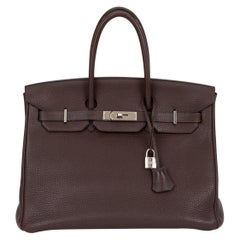 Hermes Birkin 35 Ebene Clemence Leather Bag