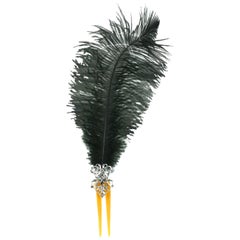 Antique Feather Aigrette Hair Comb