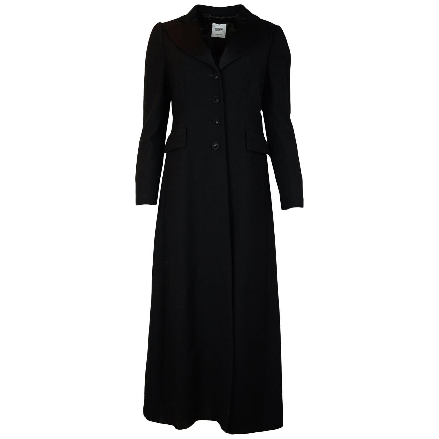 Moschino Black Long Floor Length Tux Style Coat Sz 10