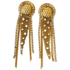 1980s Jack Smile Rhinestone Dangle Earrings