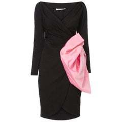 Yves Saint Laurent, Black dress with pink bow, circa 1987