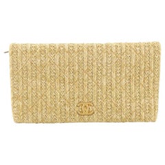 Chanel Classic Double Flap Bag Woven Metallic Raffia Medium at 1stDibs