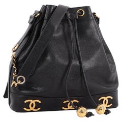 Chanel Vintage CC Drawstring Bucket Bag Caviar Medium