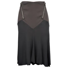 VERSACE Size 10 Black Zip Detail Flair Skirt