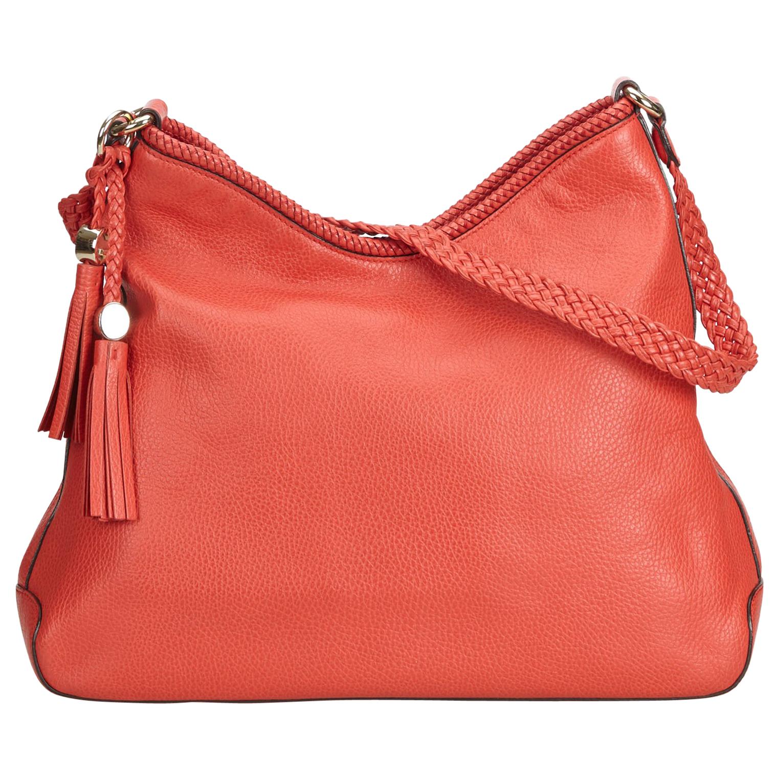 Gucci Red Leather Marrakech Shoulder Bag For Sale