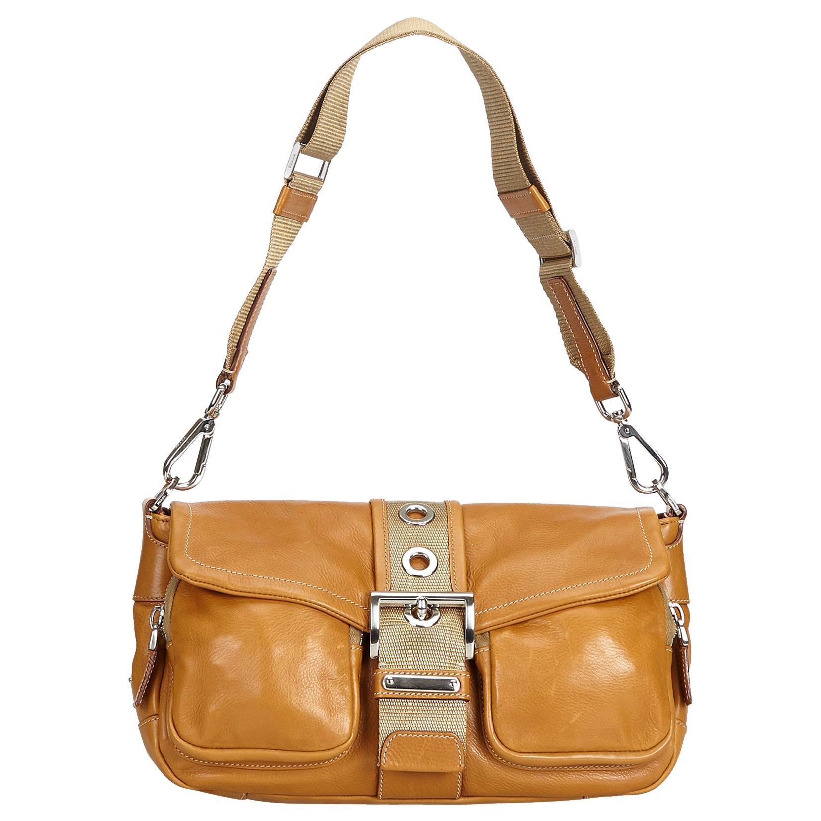 Prada Brown Leather Bagutte Bag For Sale