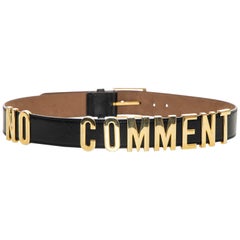 Moschino "No Comment" Black Redwall Leather Belt, Circa: 1990's