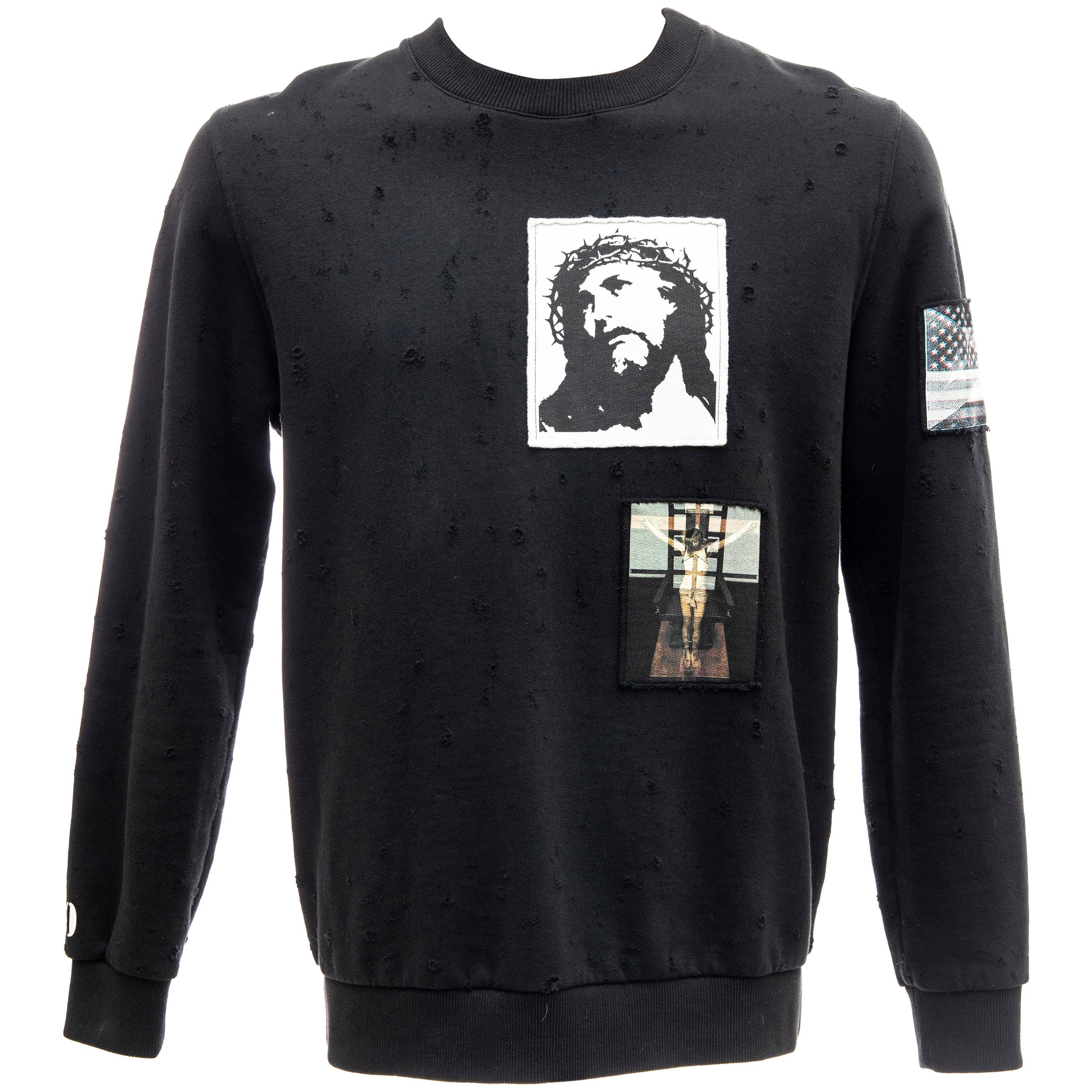 Riccardo Tisci for Givenchy Black Men's Distressed Sweatshirt, Spring 2016  For Sale at 1stDibs