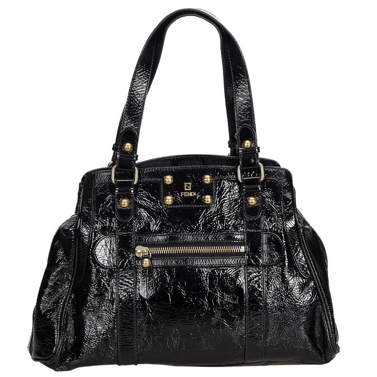 Fendi Black Patent Leather Bag Du Jour Tote at 1stDibs