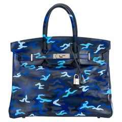 Hermes Blue Camo Birkin 35 One Of A Kind