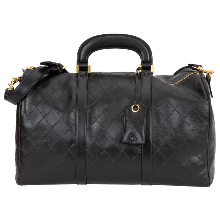 Chanel Rare Black Diamond Quilted Duffle Travel Bag at 1stDibs chanel quilted duffle bag
