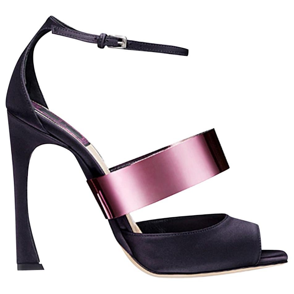 Christian Dior Metal Strap Satin Sandals 