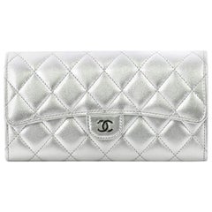 Chanel CC Gusset Classic Flap Wallet Quilted Lambskin Long