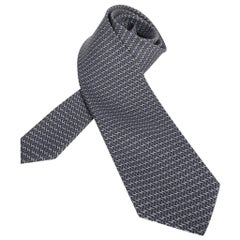 Hermes Tie H en Ombre Anthracite Gris Gris Clair