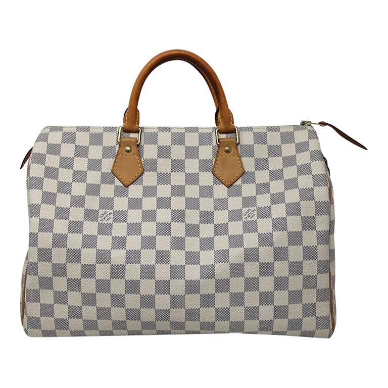 Louis Vuitton Speedy 35 Damier Azur Canvas Handbag with dust bag