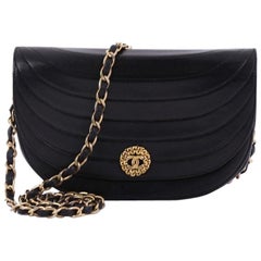  Chanel Vintage Crescent Flap Bag Horizontal Quilted Leather Small