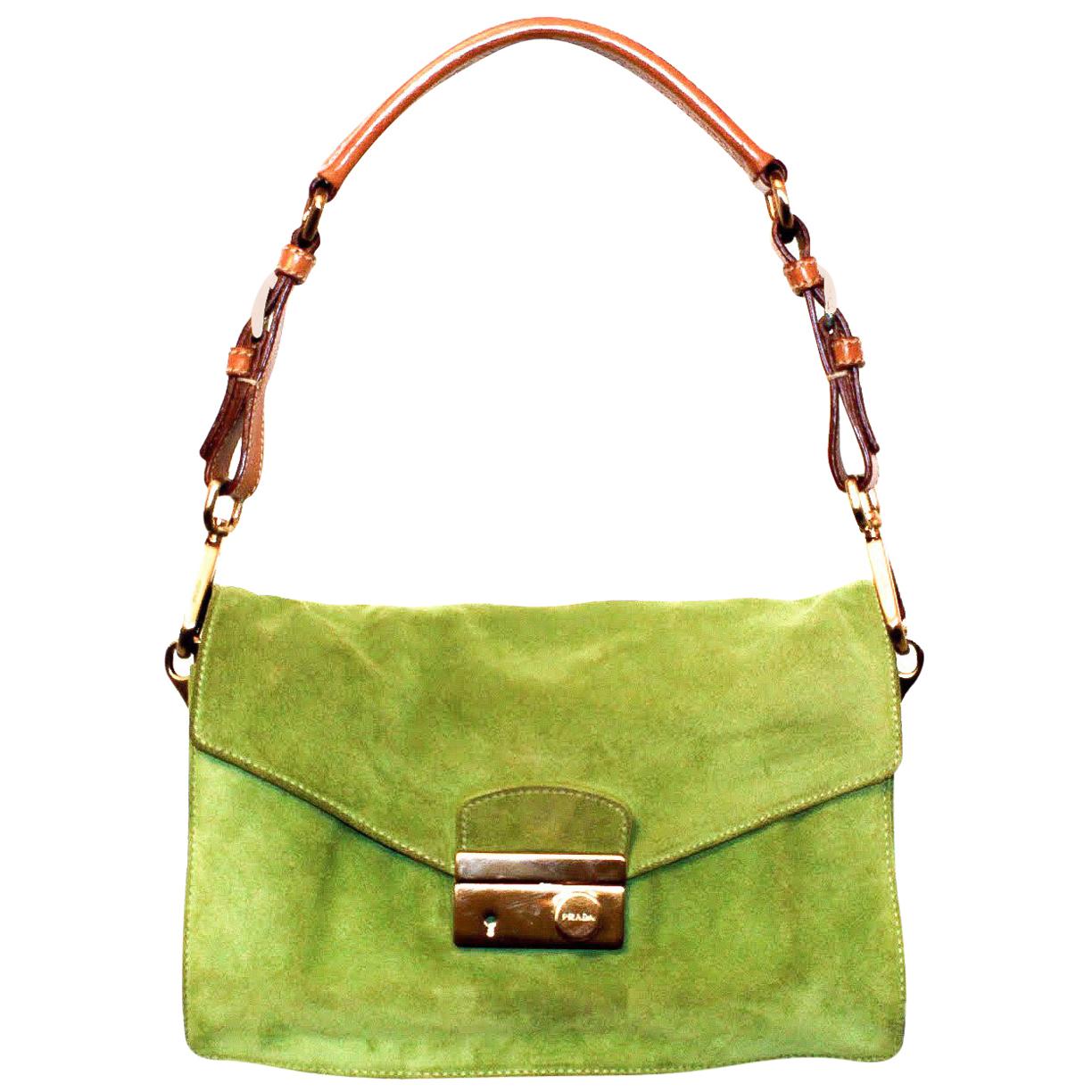 Prada Suede Limettengrüne Umhängetasche