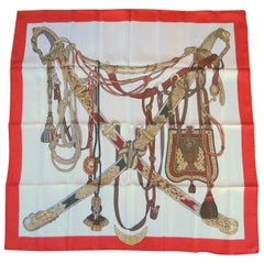 Écharpe en soie Gucci chevaux bridles de épées napoléoniennes, neuve, jamais portée, années 1980