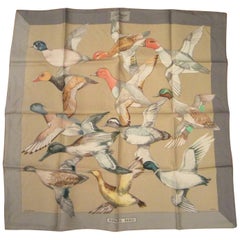 Hermes “Sauvagine en Vol” Silk Scarf Ducks New, Never Worn in Original Box