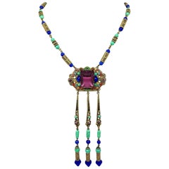 Circa 1920s Czech Egyptian Revival Pendant Necklace