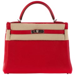 Hermes Kelly 32cm Togo Red Silver Hardware A Stamp Never worn