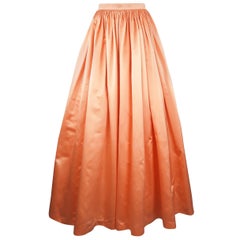 Vintage ESCADA COUTURE Size 6 Peach Silk Gathered A Line Ball Skirt