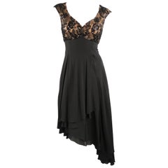 CANDICE FRAIBERGER 4 Black Sequin Lace Top Asymmetrical Skirt Cocktail Dress
