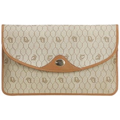 Dior Brown Honeycomb Coated Canvas Clutch Bag