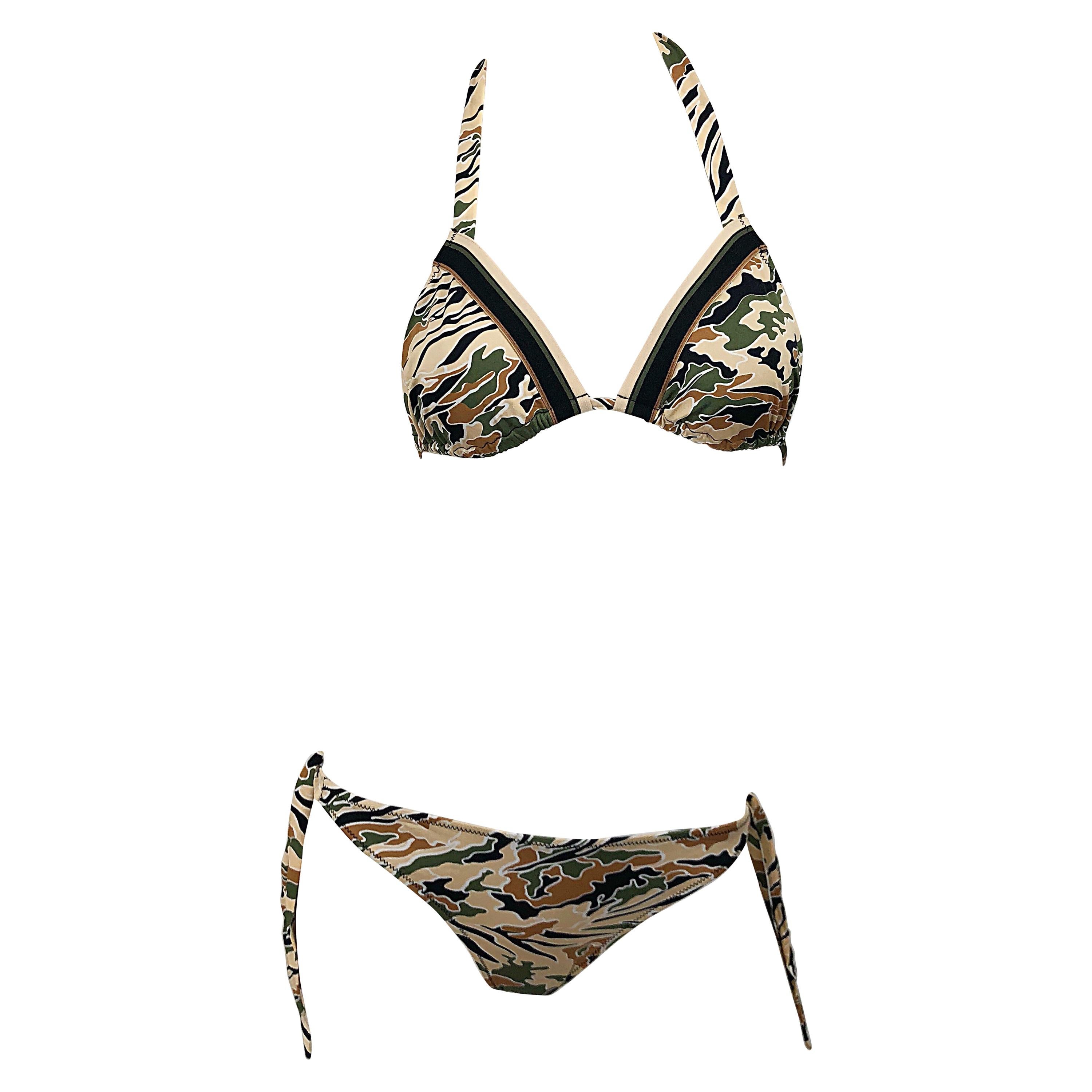 NWT La Perla Camouflage Traingle Top Low Rise Two Piece Bikini Swimsuit