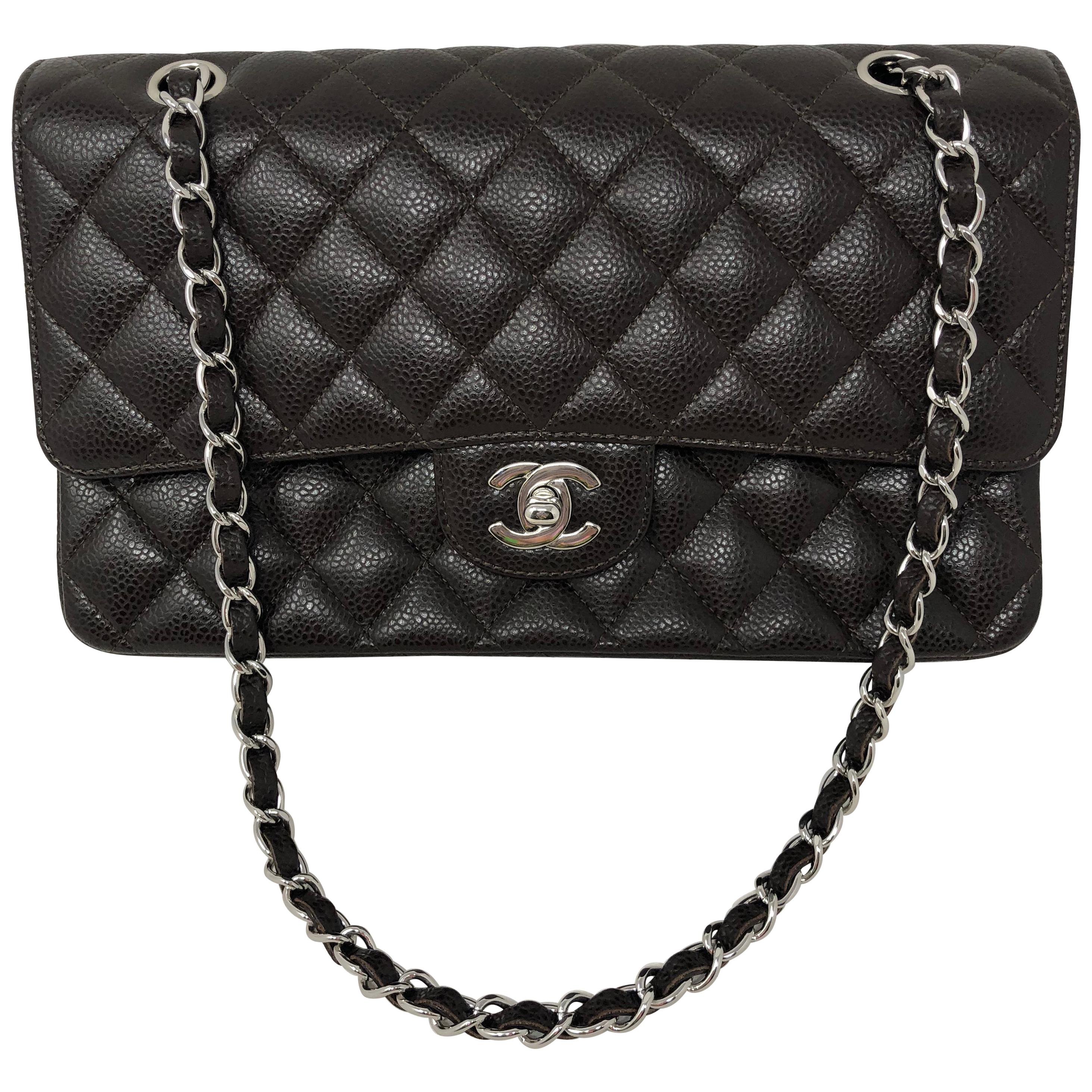 Chanel Brown Caviar Double Flap Bag