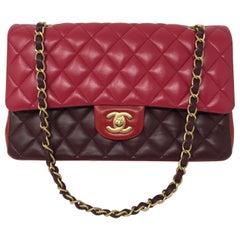 Chanel Red Multicolor Lambskin Double Flap