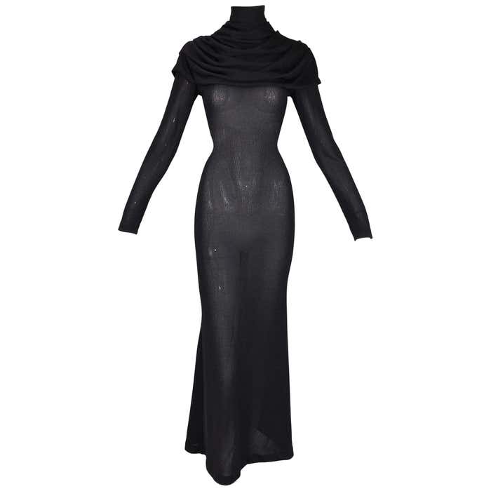 F/W 1998 Alexander McQueen Joan Sheer Black Knit L/S Catholic Gown ...