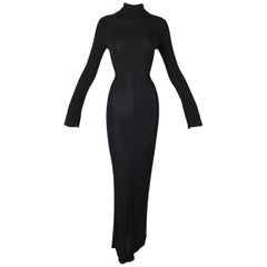 S/S 1998 Gucci Tom Ford Runway Semi-Sheer Black "Bodystocking" Gown Dress