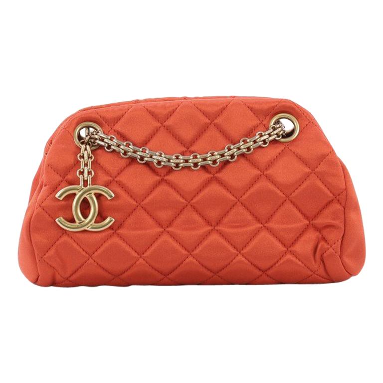 Chanel Just Mademoiselle Handbag Quilted Satin Mini
