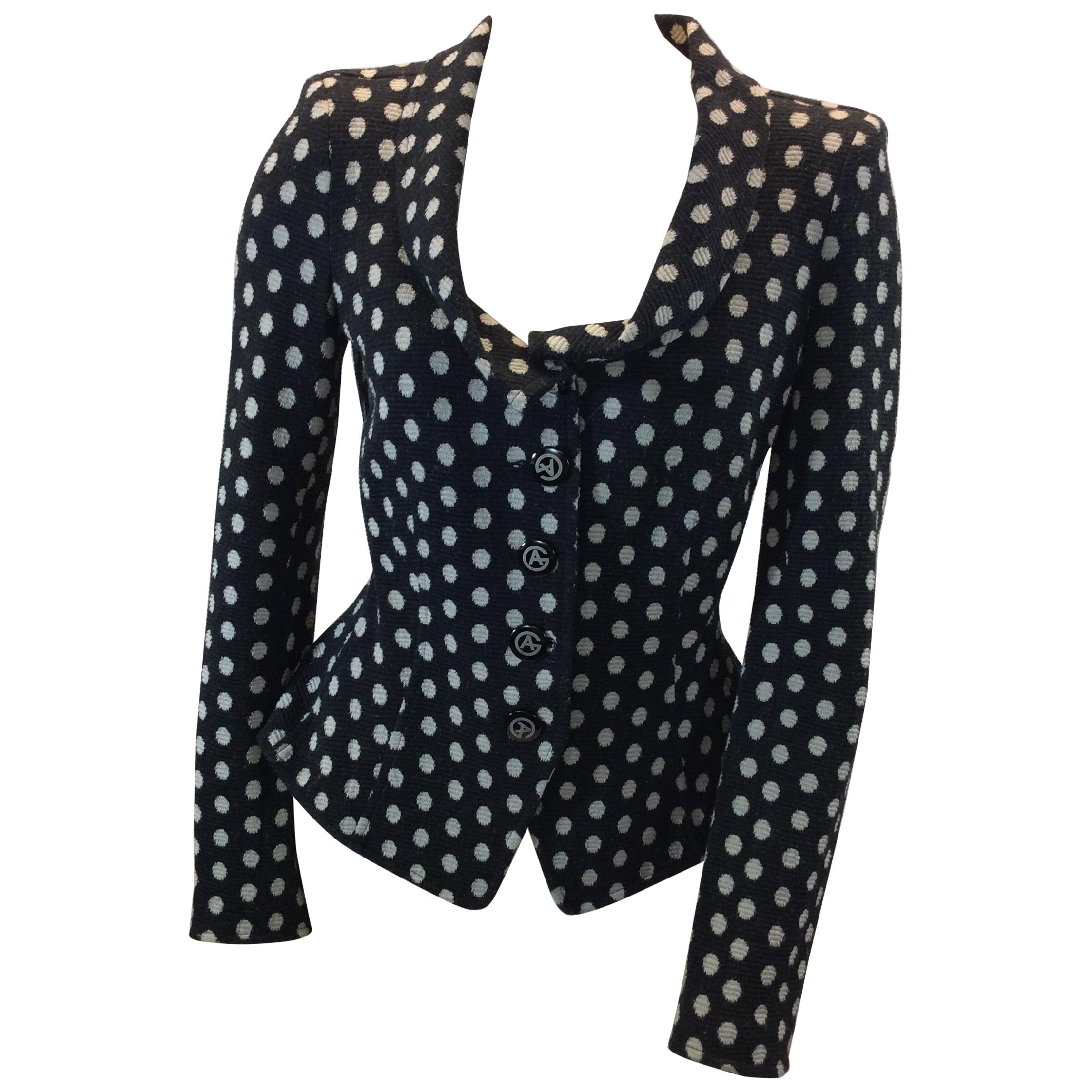 Armani Collezioni Black and White Polka Dot Jacket For Sale