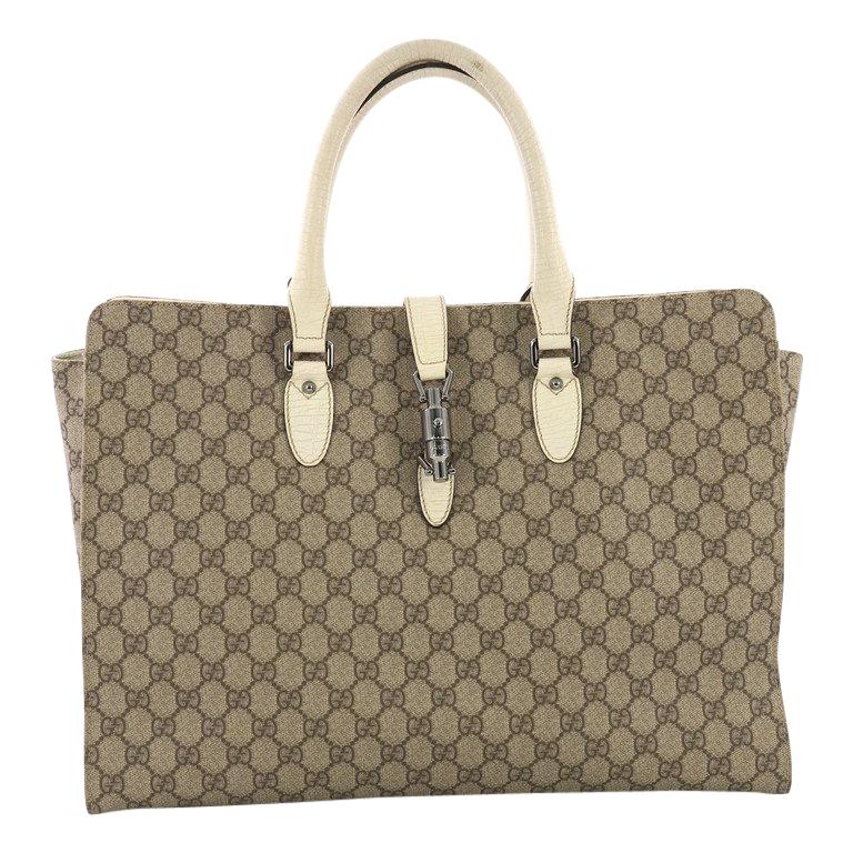 Gucci Jackie Soft Tote GG Coated Canvas Large