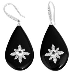 Miriam Salat, boucles d'oreilles en goutte Starbust en résine noire et topaze