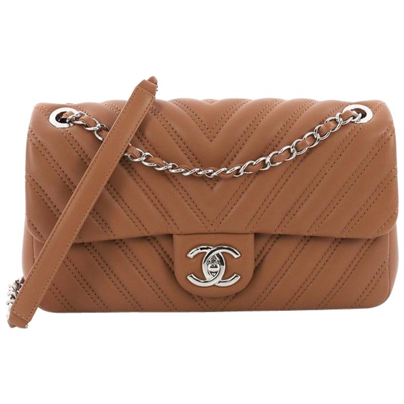 Chanel Coco Chevron Flap Bag Stitched Calfskin Medium at 1stDibs