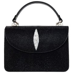 Oceanic Black Stingray Top Handle Bag