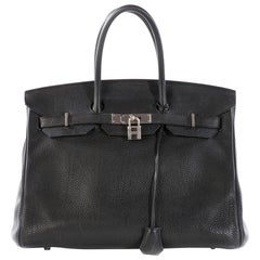 Hermes Birkin 35cm Togo Black Silver HW P Stamp