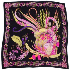 1970s Bellotti Psychedelic Floral Silk Scarf