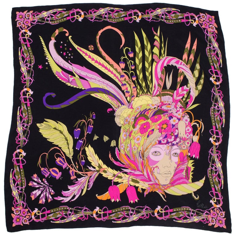 1970s Bellotti Psychedelic Floral Silk Scarf at 1stDibs | bellotti scarf