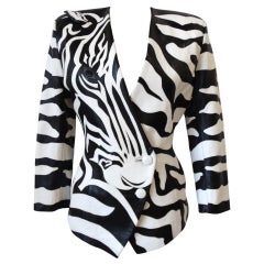 Retro 1980s Jean Claude Jitrois Zebra Leather Jacket 