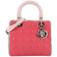 Christian Dior Tricolor Lady Dior Handbag Cannage Quilt Leather Medium