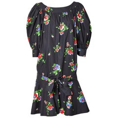 Vintage Yves Saint Laurent Floral Pattern Smock Dress