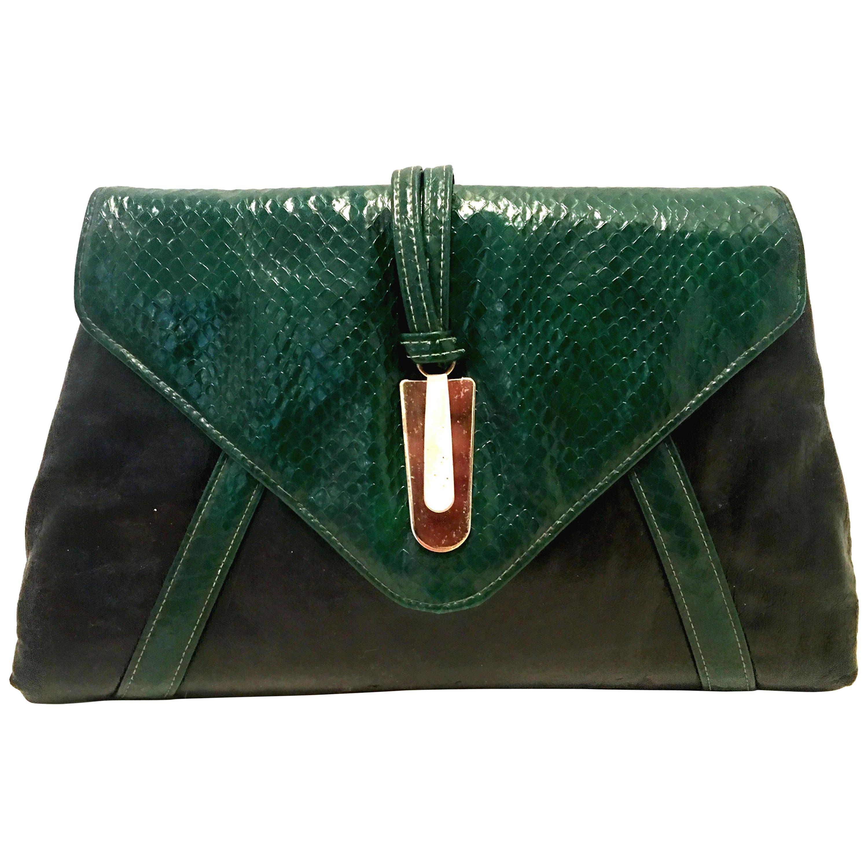 20th Century Leather & Python Clutch Handbag By, Harry Levine