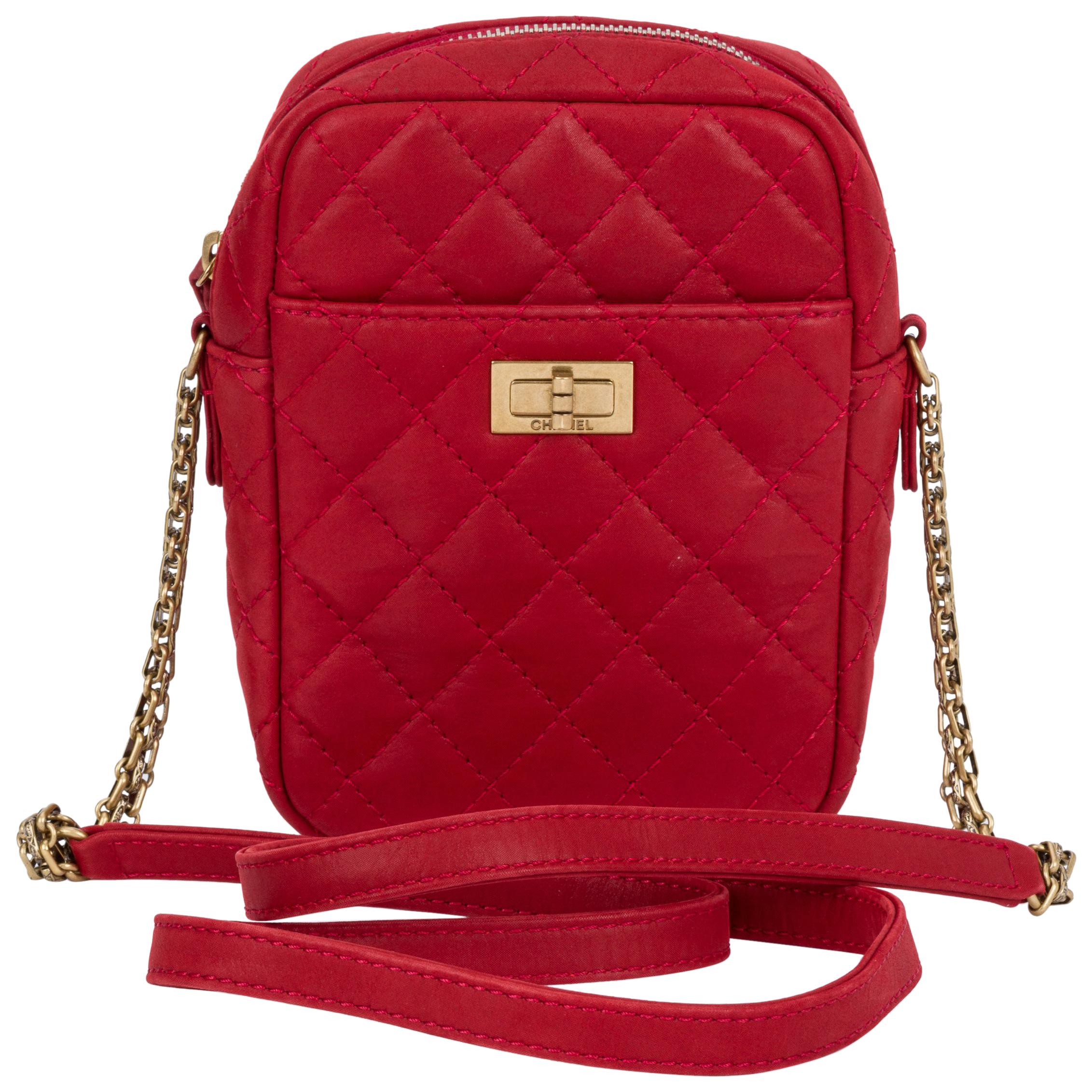 New Chanel Red Quilted Leather Reissue Crossbody Bag