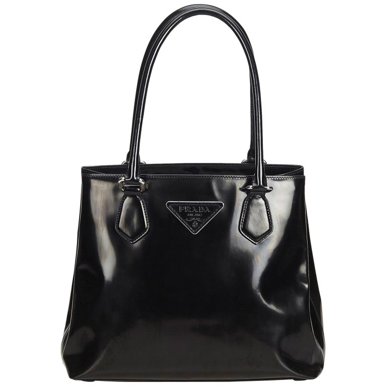 Prada Black Patent Leather Tote Bag at 1stdibs