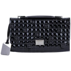 Chanel Black Patent Embossed Evening Bag